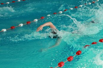 Schwimmwettkampf in der Schwimmhalle des Sportzentrum Lindow